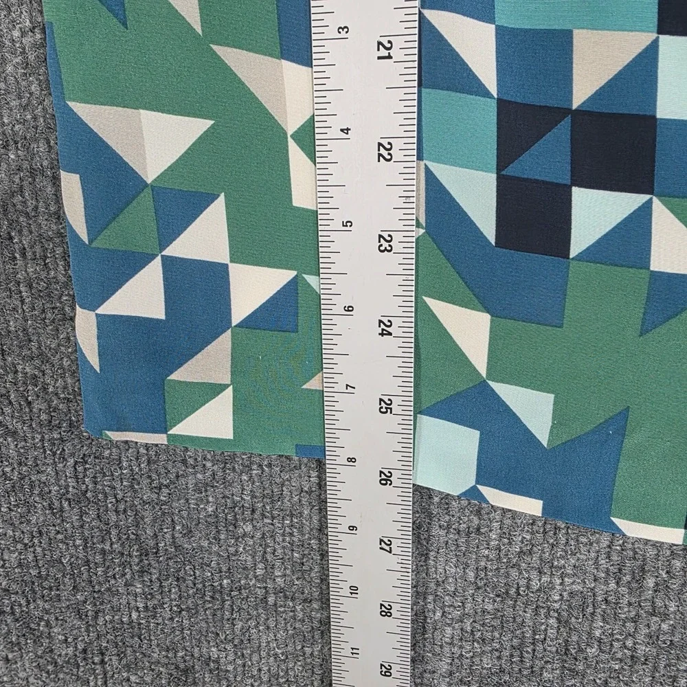 Tory‎ Burch Silk Tank Top 4 Blue Green Geometric Beaded Jewel Sparkle Rhinestone